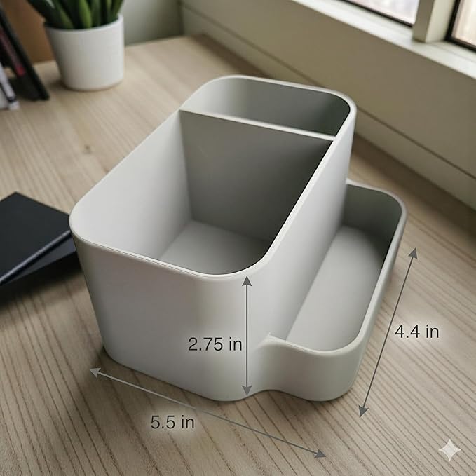 Desk Organizer with Phone Holder – Minimalist Office Storage for Pens, Accessories & Essentials – Modern Aesthetic Desk Organizer (Dark Green)