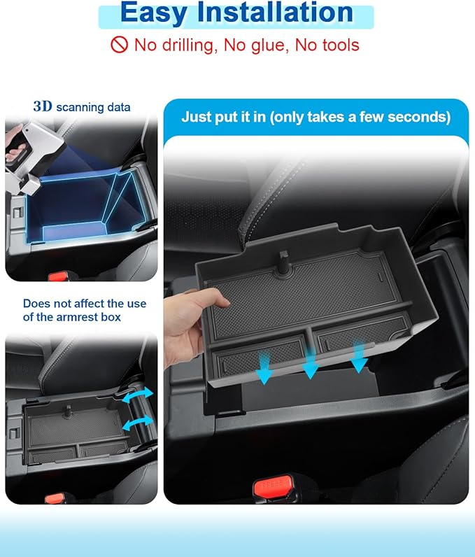 2024 2025 2026 Crosstrek Center Console Organizer for Subaru Crosstrek (Base/Premium/Sport/Limited/Wilderness), 2025 Crosstrek Console Tray 2026 Crosstrek&Impreza Accessories (with Black Mats)