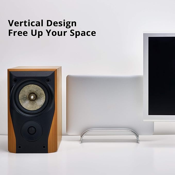SIIG Aluminum Vertical Laptop Stand Holder, Desk Space Saving, Three Rubber Sizes 0.56", 0.64" & 0.72", Fits MacBook Pro, and Other Laptops to Organize Work & Home Office (CE-MT2R12-S2)
