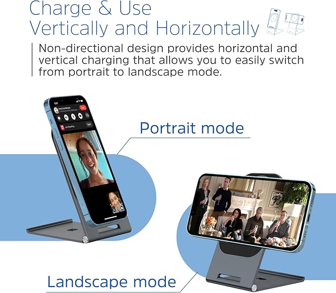 Energizer WCP102 Ultra Thin Wireless Charging Stand, MagSafe, 15W Max, 3mm, 180 Degree Adjustment, Aluminium Alloy