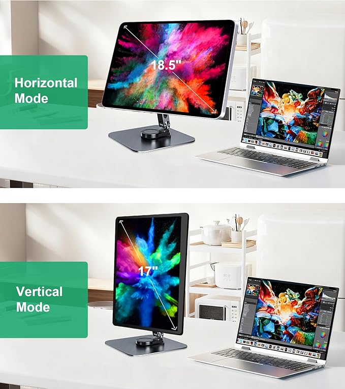 Portable Monitor Stand VESA 75x75mm Holes M4 Anti-loss Screws, Aluminum Alloy Base, Fits 7" to 18.5" Inch Small Monitors, Black Desk Mount (Not Fits100x100mm)
