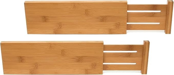 Lipper International 8895 Bamboo Wood Custom Fit Adjustable Dresser Drawer Dividers, Set of 2