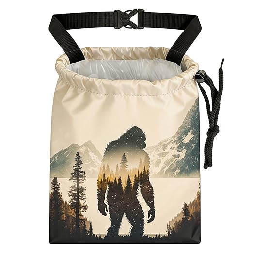Bigfoot Mountains Forest Car Trash Bag - Waterproof Car Trash Bag Hanging Leakproof Car Garbage Bag - Washable Reusable Trash Bag For Car Interior Hanging Organizer Storage Vehicle Travelling Camping