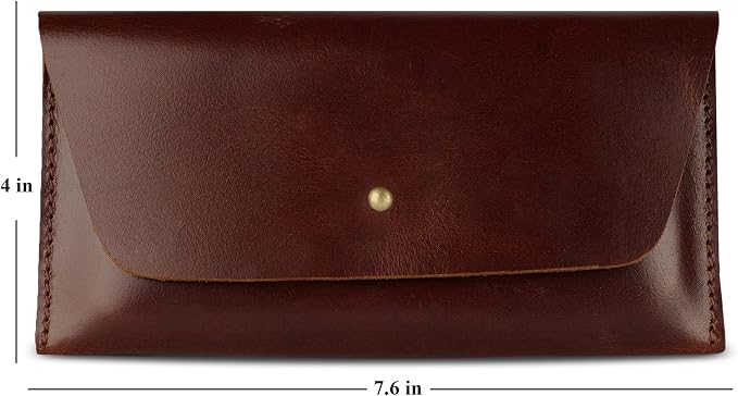 Leather Currency Pouch | Handmade Money Wallet | Large Flap Continental Wallet | Cash Organizer for Men & Women | Travel Currency Bag | Full Grain Leather Utility Pouch – Dark Wine
