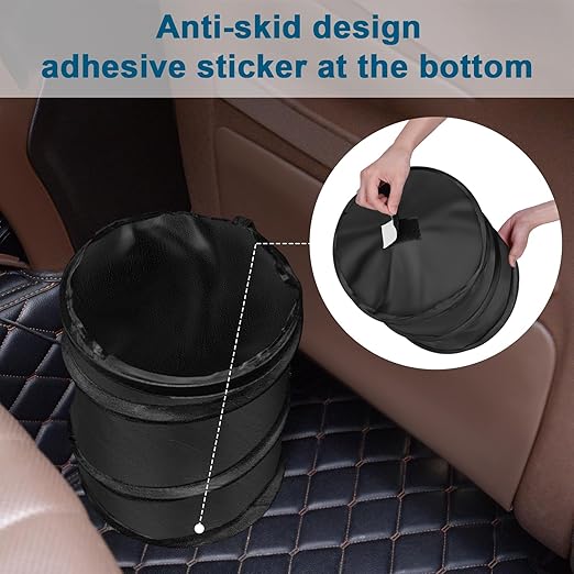 Car Trash Can, Large-Sized Pop-up Car Trash Bin, Collapsible Garbage Can, Trash Bag with Elastic Band Hanging, Double-Layer Washable Trash Can, Waste Basket with Velcro