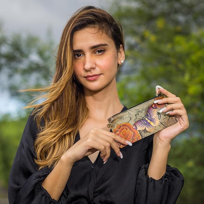 Anna by Anuschka Women's Hand Painted Genuine Leather Organizer Wallet | Hand Painted