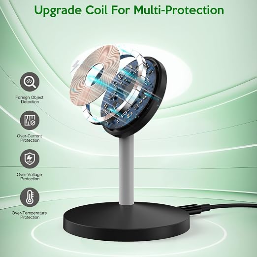 MagSafe Wireless Charging Station,iPhone Wireless Charger 6Foot Long USB C Cable, 15W Phone Magnetic Wireless Charger & Fast Charging Pad for iPhone 17/17 Air/17 Pro Max/16 Plus/16 Pro Max/15/14/13/12