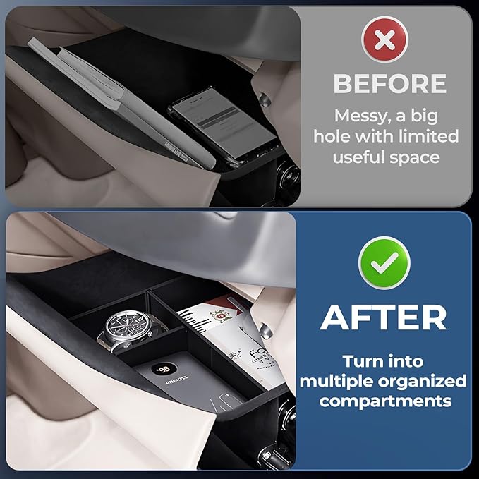 Glove Box Organizer for KIA EV9 2025 2024 (Not for 2026+), Interior Accessories Glove Box Compartment Insert Storage Dividers for 2024-2025 EV9, Black