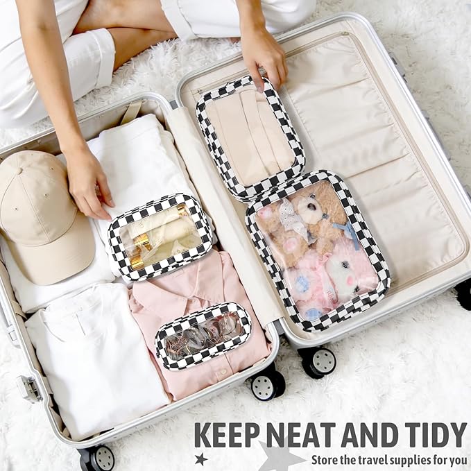 YOPCDJ 5PCS Diaper Bag Organizer Pouch Set, TSA Approved Toiletry Bag，Clear Waterproof TPU Makeup Bag Set Travel Organizer Bags for Women and Kids