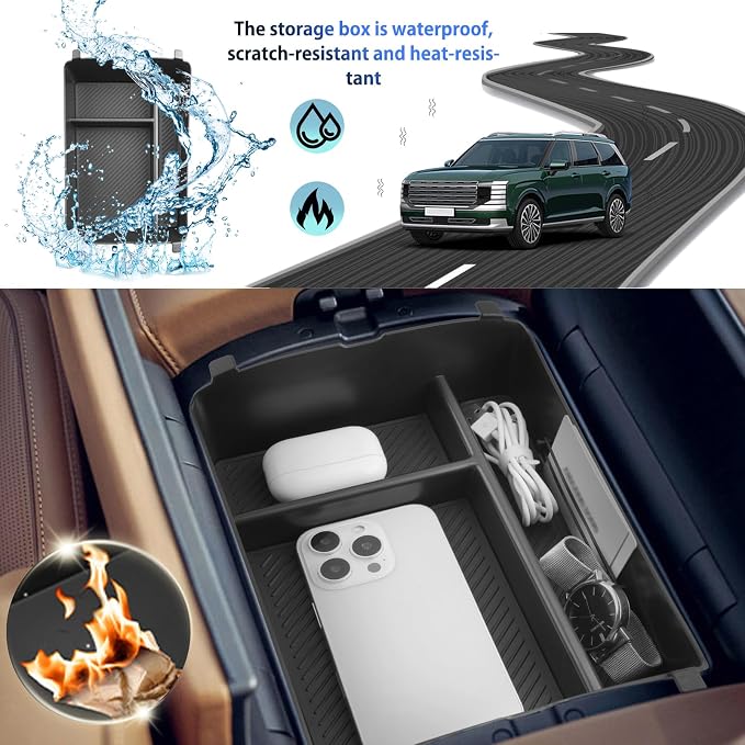 SHAOHAO for 2026 Hyundai Palisade Center Console Organizer Fit for 2026 Hyundai Palisade Accessories Console Tray, 2026 Palisade LX3 Upper Middle Console Armrest Stoage Box (Only for 7-Seat)