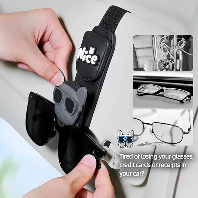 Car Sunglasses Holder Eyeglass Clip with Sun Visor Storage for Cards Magnetic Eyewear Clamp Car Decor