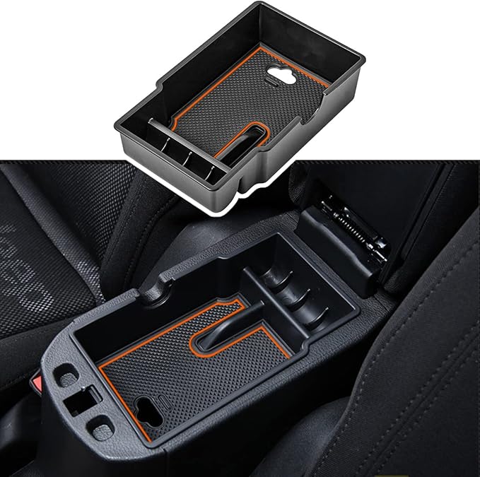 EDBETOS Center Console Organizer Tray Compatible with Jeep Renegade Accessories 2015-2019 2020 2021 2022 2023 Armrest Glove Box Secondary Storage (Orange Line)