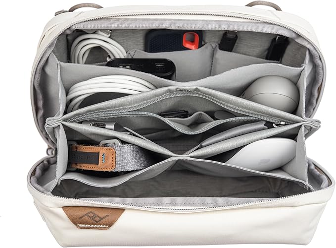 Peak Design Tech Pouch, Bone, Electronics Organizer for Travel or Everyday Carry, Origami-Style Storage, Cable Pass-Through, Weatherproof Recycled Nylon, Gear Carry Bag for Men and Women