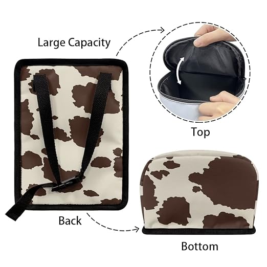 Biyejit Brown Cow Print Car Trash Can Leak Proof Car Trash Bin Collapsible Waterproof Automotive Garbage Can with Lid for SUV Front Seat Car Accessories Interior Car Organizer