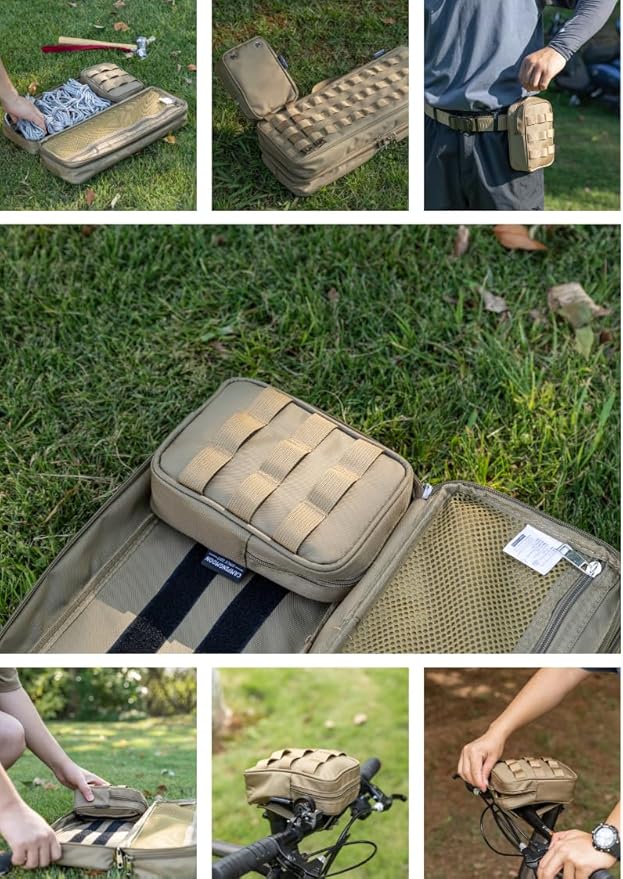 CAMPINGMOON Tactical MOLLE Pouch Compact EDC Organizer Bag Webbing Structured Utility Gear Pouch Belt Camping Hiking Outdoor