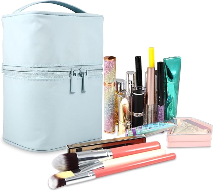 Makeup Brush Organizer Makeup Bag Brushes Set Case 7.5x5.5x4.4 Inch Professional Travelling Brush Pen Pencil Holder Make Up Cup Storage Organizer Case Pencil Pouch Cosmetic Bag for Travel
