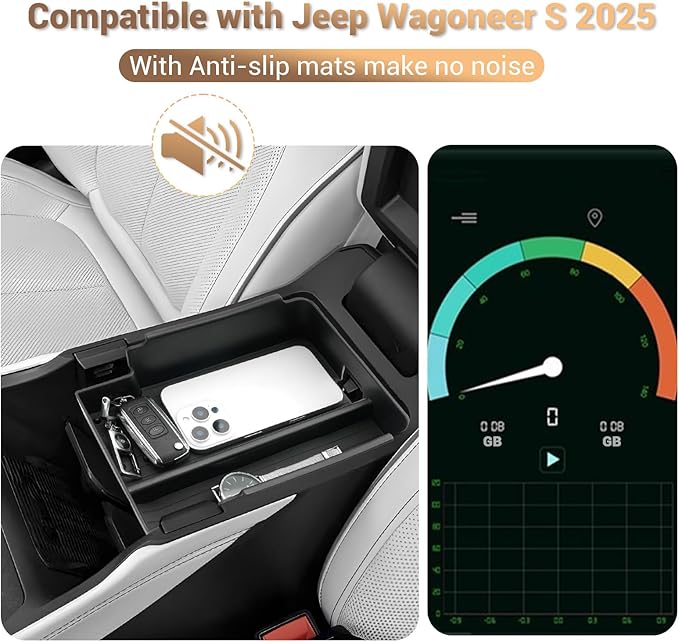 YEE PIN 2025 Wagoneer S Center Console Organizer for 2025 Jeep WagoneerS Center Console Tray Middle Console Storage Insert Tray Arm Rest Organizer for Jeep Wagoneer S Accessories