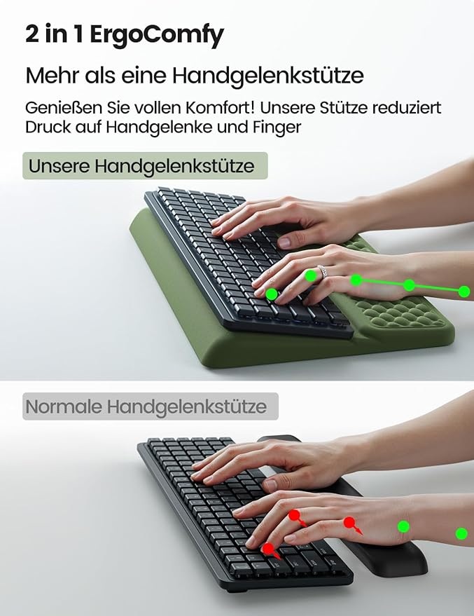 Vaydeer Wrist Rest with Keyboard Stand, Computer Wrist Support Pad, Ergonomic Keyboard Riser Holder Lifter Tray with Wrist Pad, Soft Memory Foam Desk Cushion, Palm Hand Typing for Office Home School