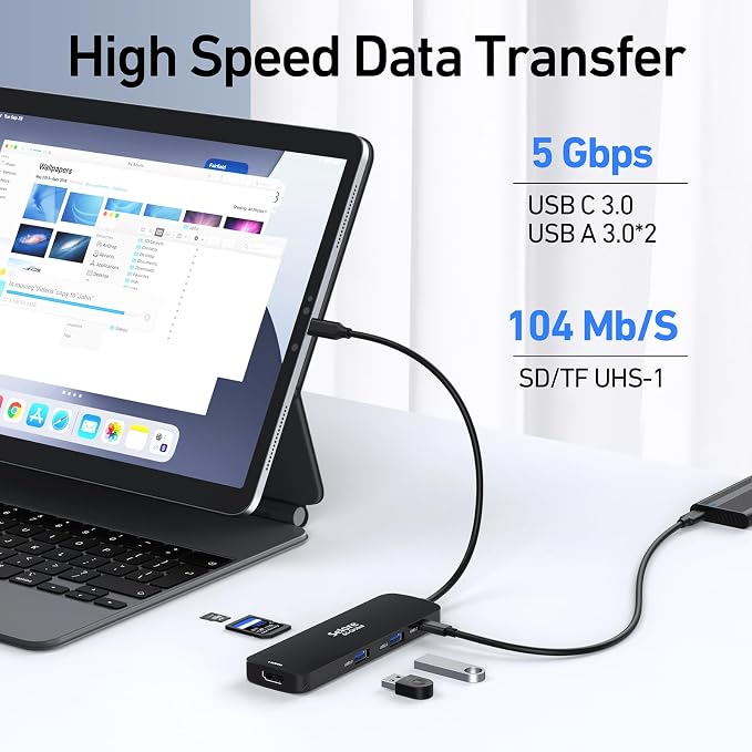 USB C Docking Station Dual HDMI Monitor, USB C to Dual HDMI Adapter with 2HDMI Ports, PD Charging, SD/TF, USB A&C 3.0 Ports, Laptop Docking Station for Dell XPS/HP/Lenovo/Surface/Yoga etc(Black)