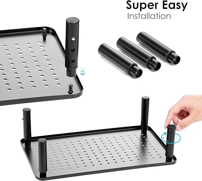 LOTEYIKE Monitor Riser Desktop Stand, Flat Screen TV Monitor Stand Riser, Sturdy Metal Laptop Computer Monitor Stand Shelf for Printer, iMac, 3 Height Adjustable PC Stand with Mesh Platform