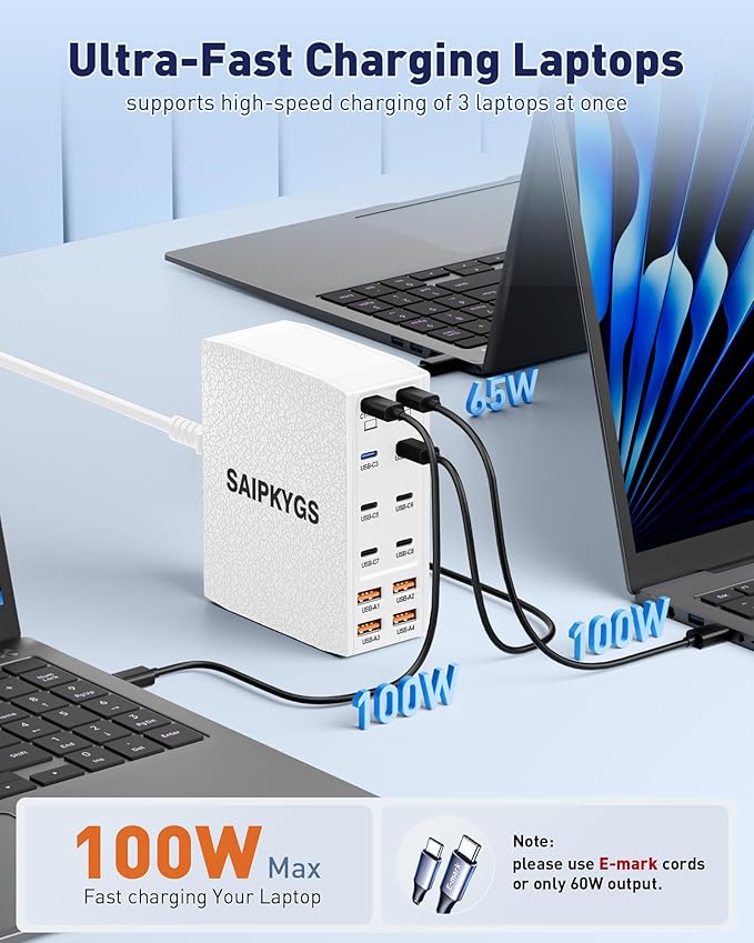 USB Charging Station (900W),12-Port USB C Charger Block with Dual 100W PD USB-C Fast Charging Station Hub for MacBook Pro/Air/All iPad Phone 17/16 15/14/13/Pro Max/Samsung Galaxy Note(White)