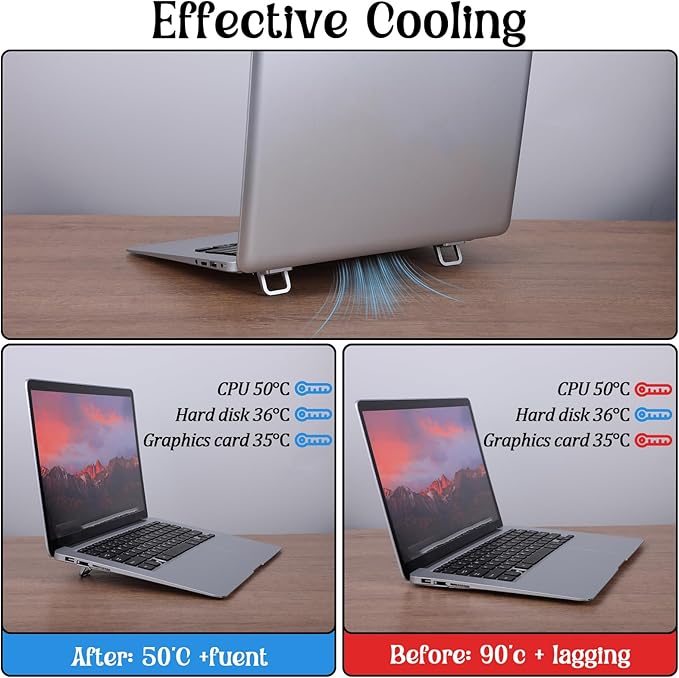4PCS Portable Keyboard Riser Self Adhesive Laptop Stand Invisible Mini Computer Feet for Desk Computer Keyboard Stand Laptop Holder with Anti Slip Silicone(Sliver)