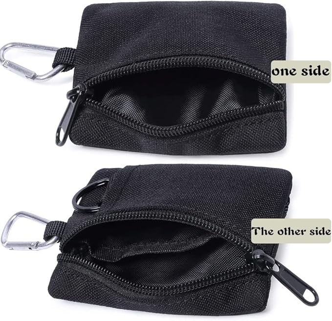 Tactical Keychain Pouch - Military Mini Size Belt Gear EDC Pocket Organizer as Coin Purse ID Card Holder Car Fob Key Waist Case Wallet Earphone Pack (Black+khaki)