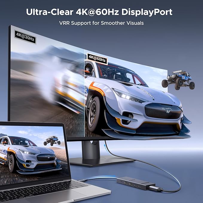 UGREEN Revodok Pro 6 in 1 USB-C Hub to DisplayPort 4K 60Hz, 100W Power Delivery 10Gbps USB-A and USB-C 3.2 for MacBook Pro/Air, iPad Pro, Thinkpad, Rog Ally and More.