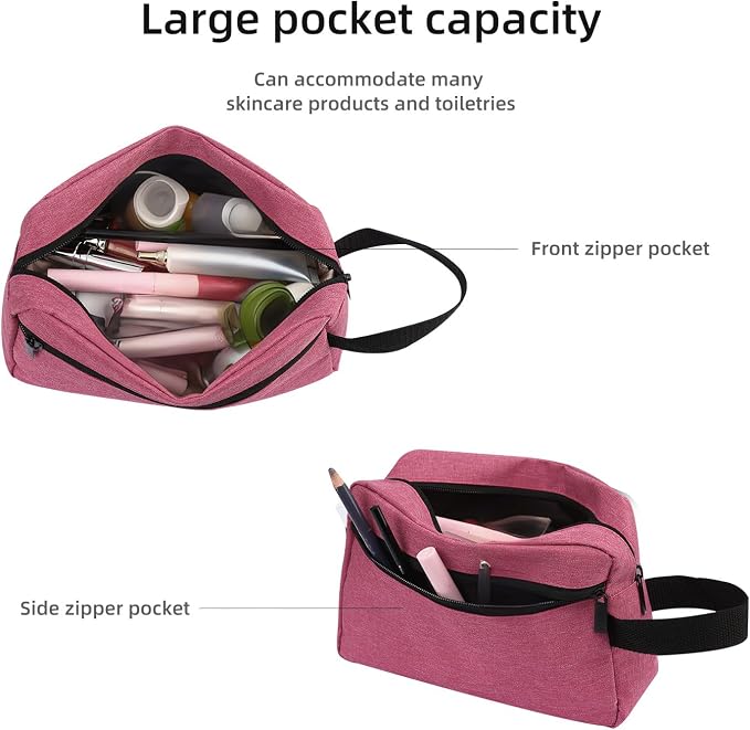 Icramsy Travel Toiletry bag Toiletry bag for women men Hanging Cosmetic bag Travel accessories for Women Men (Rosy)