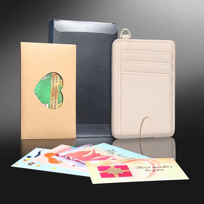 Badiya Credit Card Holder Slim Minimalist Wallet, Front Pocket Purse RFID Blocking Wallet Compact Card Case with ID Window for Women & Men