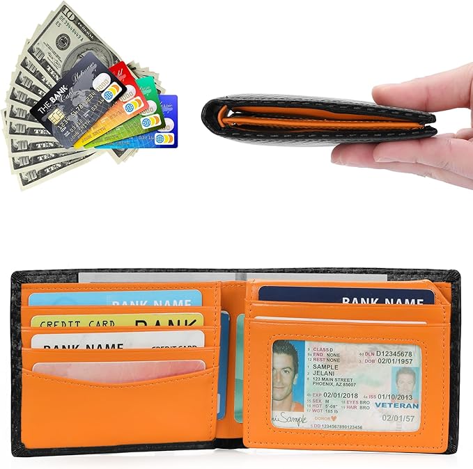 SENDEFN Leather Wallet for Men Bifold RFID Blocking Wallets Credit Card Holder