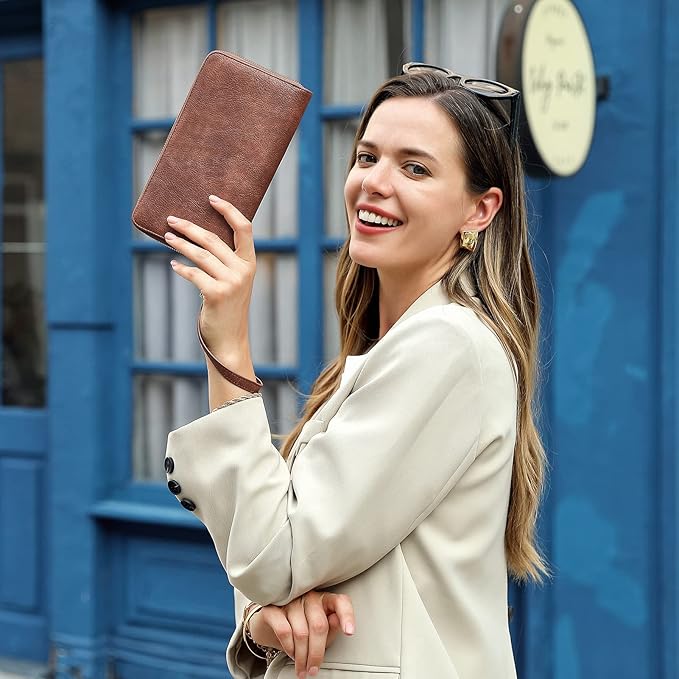 CLUCI Women Wallet Large PU Leather Wristlet Purse for Women RFID Blocking Zip Around Card Holder Ladies Travel Clutch | RFID, Bifold, Wristlet, Large