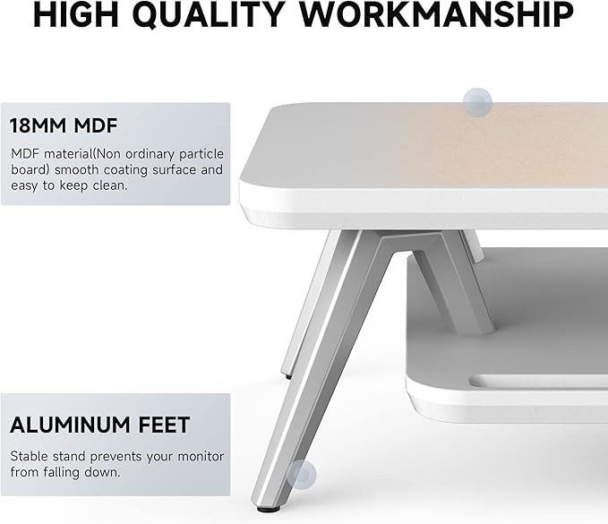 Fenge Dual Monitor Stand, Monitor Stands Riser for 2 Monitors, 42.5 Inch Monitor Stands Shelf with 12 Color LED Light for Office Desk