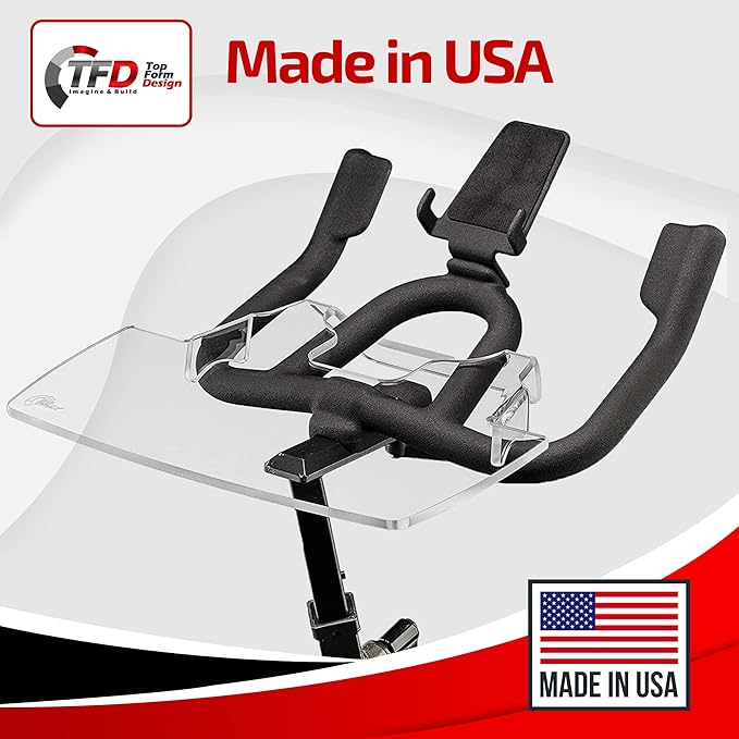 TFD The Tray, Laptop Tray Compatible with Schwinn IC4 and Bowflex C6 Bikes, Made in USA, Premium Acrylic Desk Holder for Laptop, Tablet, Phone, Books, and Bike Accessories