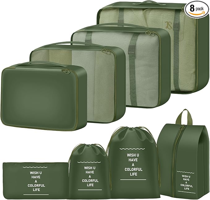 8 Set Packing Cubes for Travel Suitcase Organizer Bags Luggage Packing Cubes Set Travel Essentials Accessories Gifts for Women