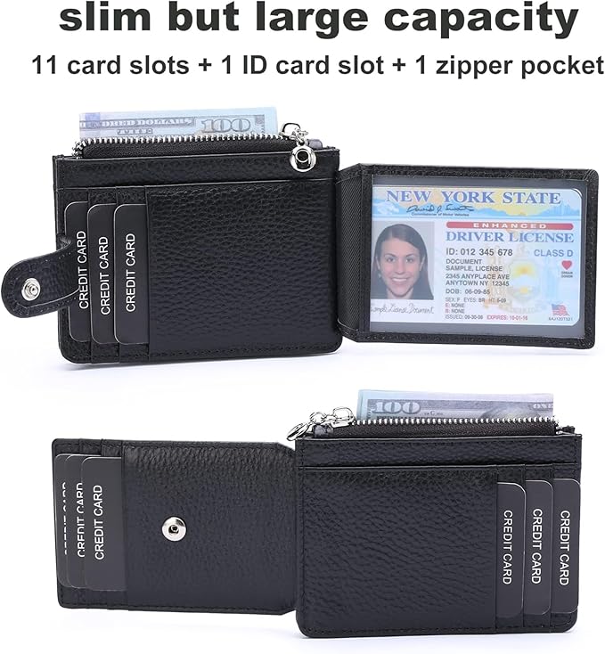 Slim Wallet for Women Genuine Leather Card Holder Thin Womens RFID Blocking Small Wallets