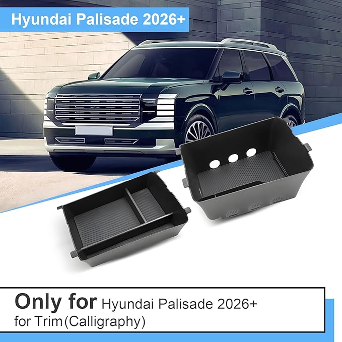 Double Layer-2026 Palisade Center Console Organizer for Hyundai Palisade (Calligraphy) (Only fit 7-Seater with Dual-Opening Center Console), Durable ABS Plastic Tray 2026 Palisade Accessories