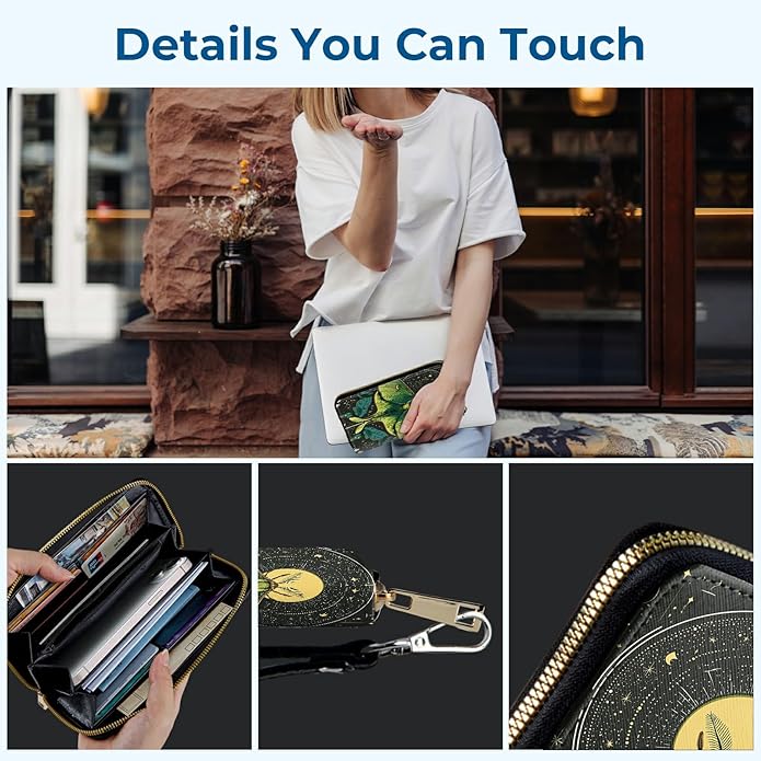 Wristlet Wallet for Women, RFID Blocking Phone Wallet, Large Capacity Zip Around Clutch, Fits iPhone 15 Pro Max, Travel Organizer Purse