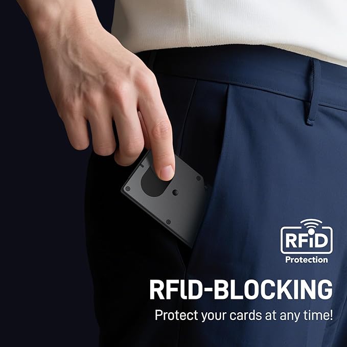 Wallet for Men, Slim Minimalist Wallet Card Holder with Location Tracking, Build in Airtag Chip Compatible with Apple Find My, RFID-Blocking Smart Air Wallet with Money Clip (Black Carbon Fiber)