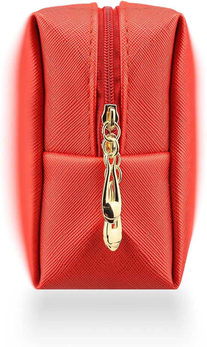 Small Makeup Bag Portable Cosmetic Bag for Women Makeup Pouch Waterproof Toiletry Bag for Travel (Red, Normal)