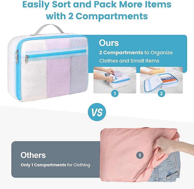Cambond Mesh Packing Cubes for Travel Women - Lightweight Travel Bags Luggage Packing Organizer Travel Cubes for Suitcase with Handle