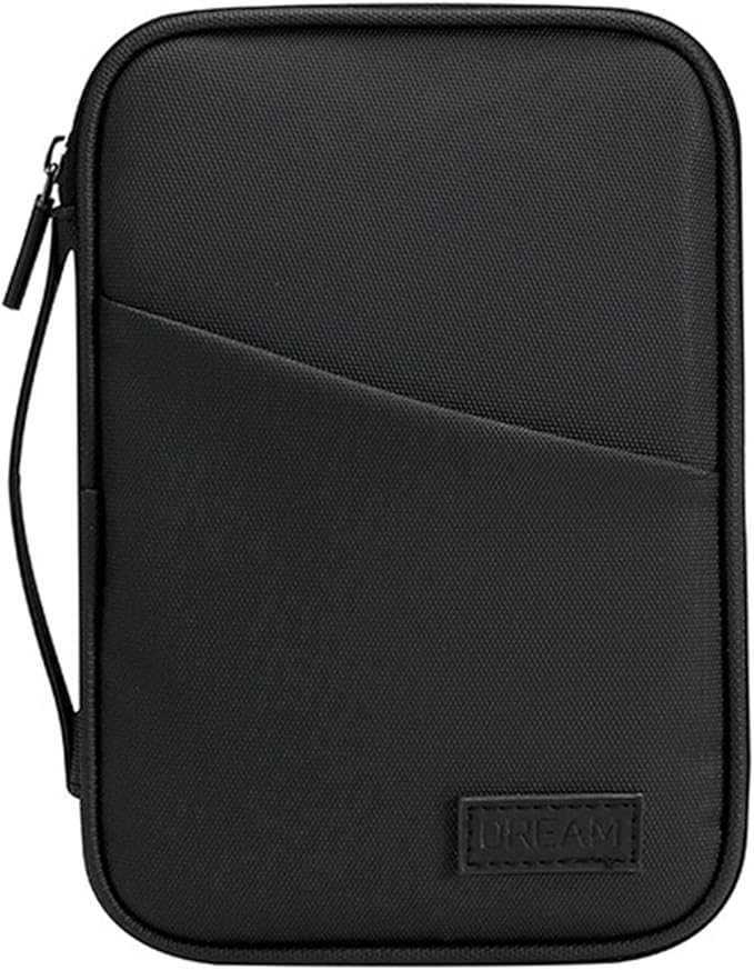 Waterproof Passport Holder, RFID Blocking Wallet, Portable Travel Document Organizer for Men & Women, Travel Essentials (Black)