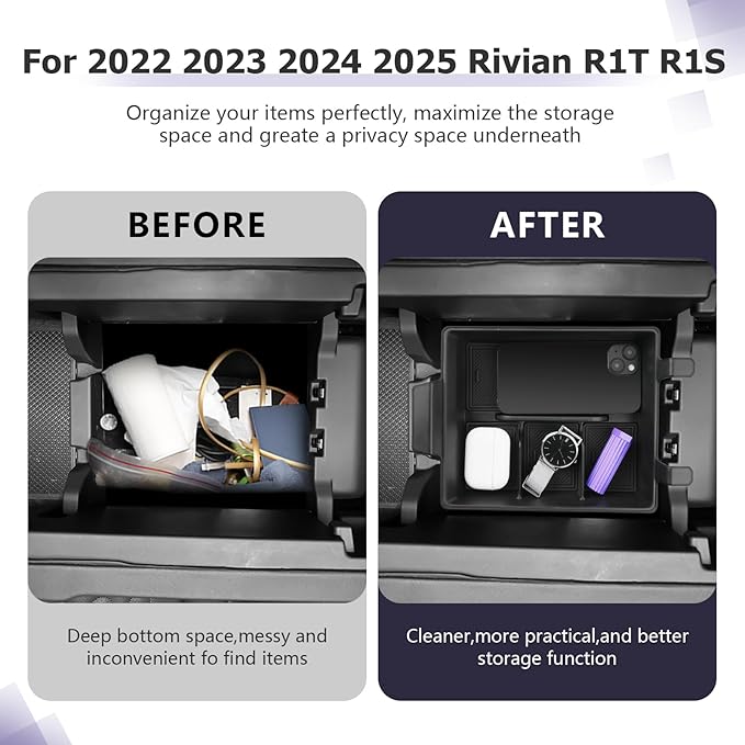 LUWU 2022-2024 R1T/R1S Center Console Organizer, 2PCS, Black