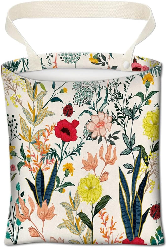 Car Trash Can, Cute Car Trash Bag, Hanging Car Organizer and Storage Bag, Trash Bin for Car Accessories, Vehicle, Travelling, Camping Cute Colorful Flowers