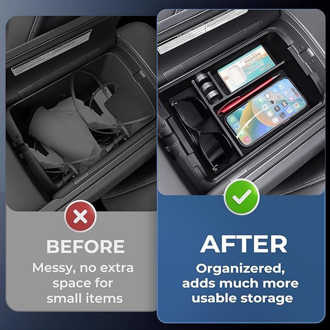 Double Layer Center Console Organizer Tray Storage Box for Hyundai Palisade 2026 (Only fit 7-Seater with Dual-Opening Center Console), Interior Accessories Insert Tray for 2026 Palisade, Black