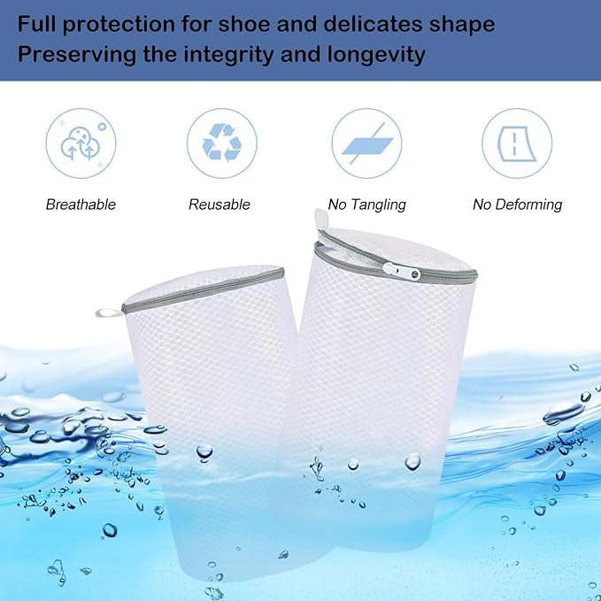 Mingting Shoe Laundry Bag Set, Includes 1 Washing Bag and 2 Dryer Bags with Honeycomb Mesh, Zipper and Straps, Shoe Washing and Drying Bag for Sneakers, Sports Shoes and Delicates(3 Pack)