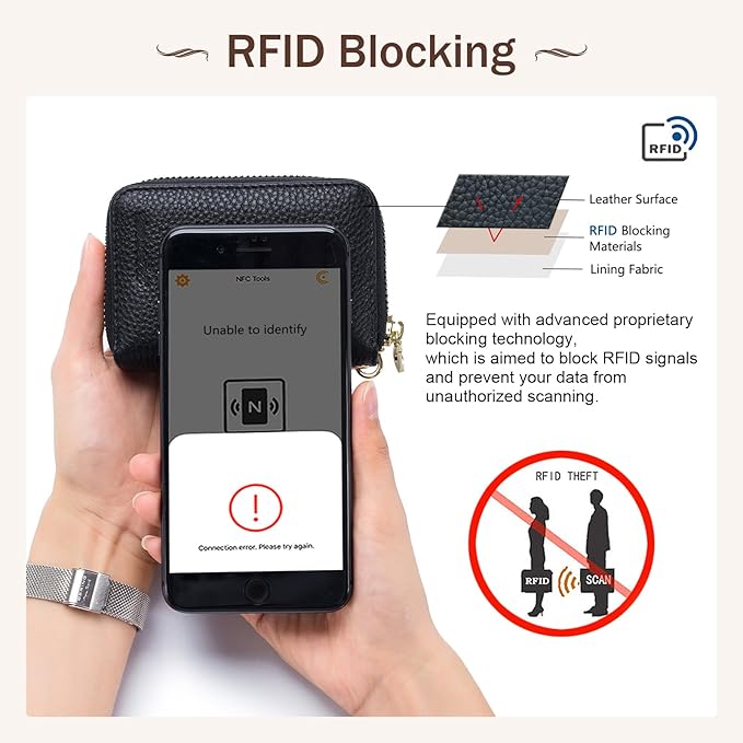 imeetu Rfid Credit Card Holder,Genuine Leather Businese Card Case,Rfid Blocking Wallet for Women & Men