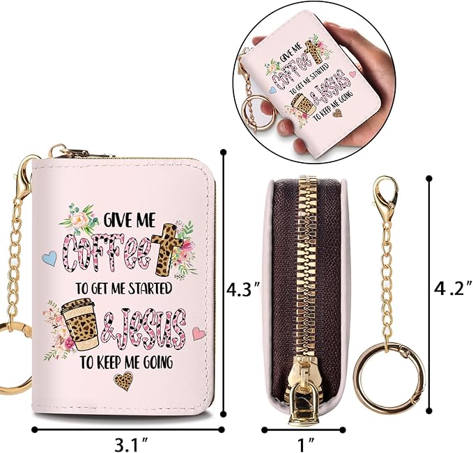 Credit Card Holder RFID Wallet, Small Card Holder Wallet for Women with Keychain Zipper, Funny Leather Print Credit Card Wallets Accordion Gift
