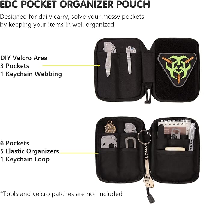 Mighty Pouch EDC Organizer - Nylon EDC Pocket Pouch with Hook and Loop Closure