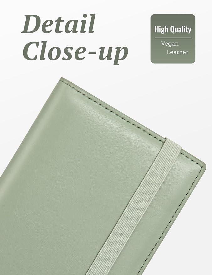 Zreal Checkbook Cover for Women, Premium Vegan Leather Checkbook Holder for Top & Side Tear Duplicate Checks with RFID Blocking (Sage Green)